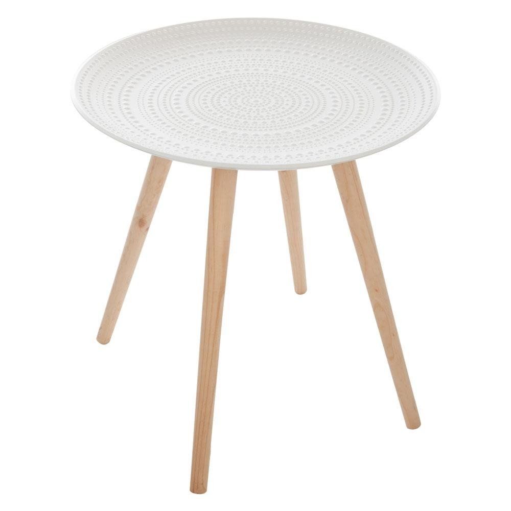 Atmosphera Kulatý stůl z borového dřeva v bílé barvě, 43x49 cm - EMAKO.CZ s.r.o.