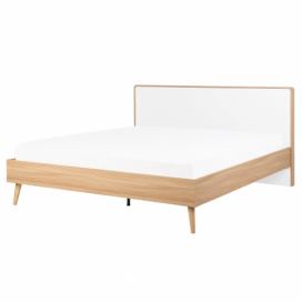 Dřevěná postel LED světle hnědá 160 x 200 cm SERRIS