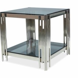 Konferenční stolek FOSSIL B 55X55 Stříbrný/kouřové sklo