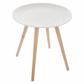Atmosphera Kulatý stůl z borového dřeva v bílé barvě, 43x49 cm