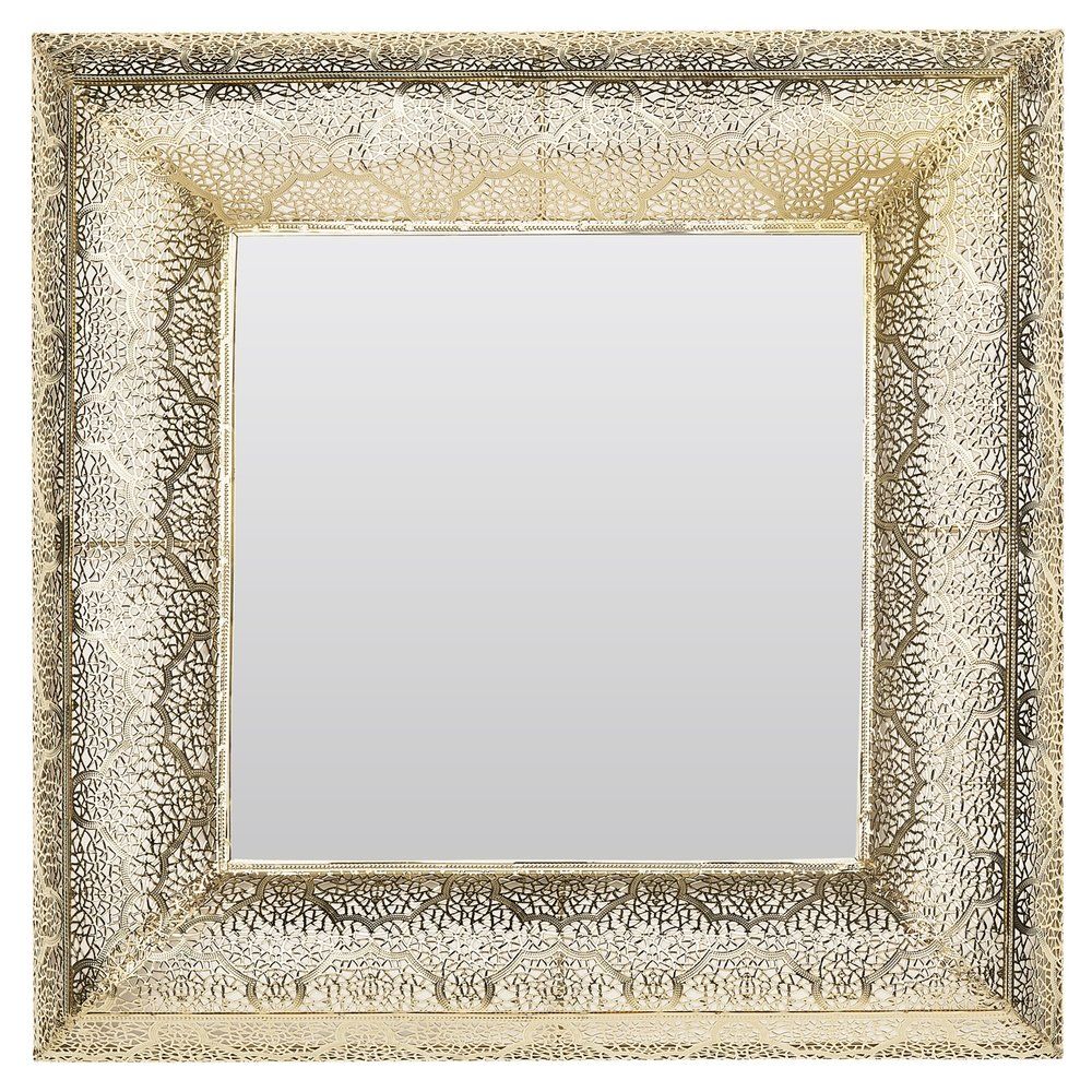 Nástěnné zrcadlo ve zlaté barvě 60 x 60 cm PLERIN - Beliani.cz