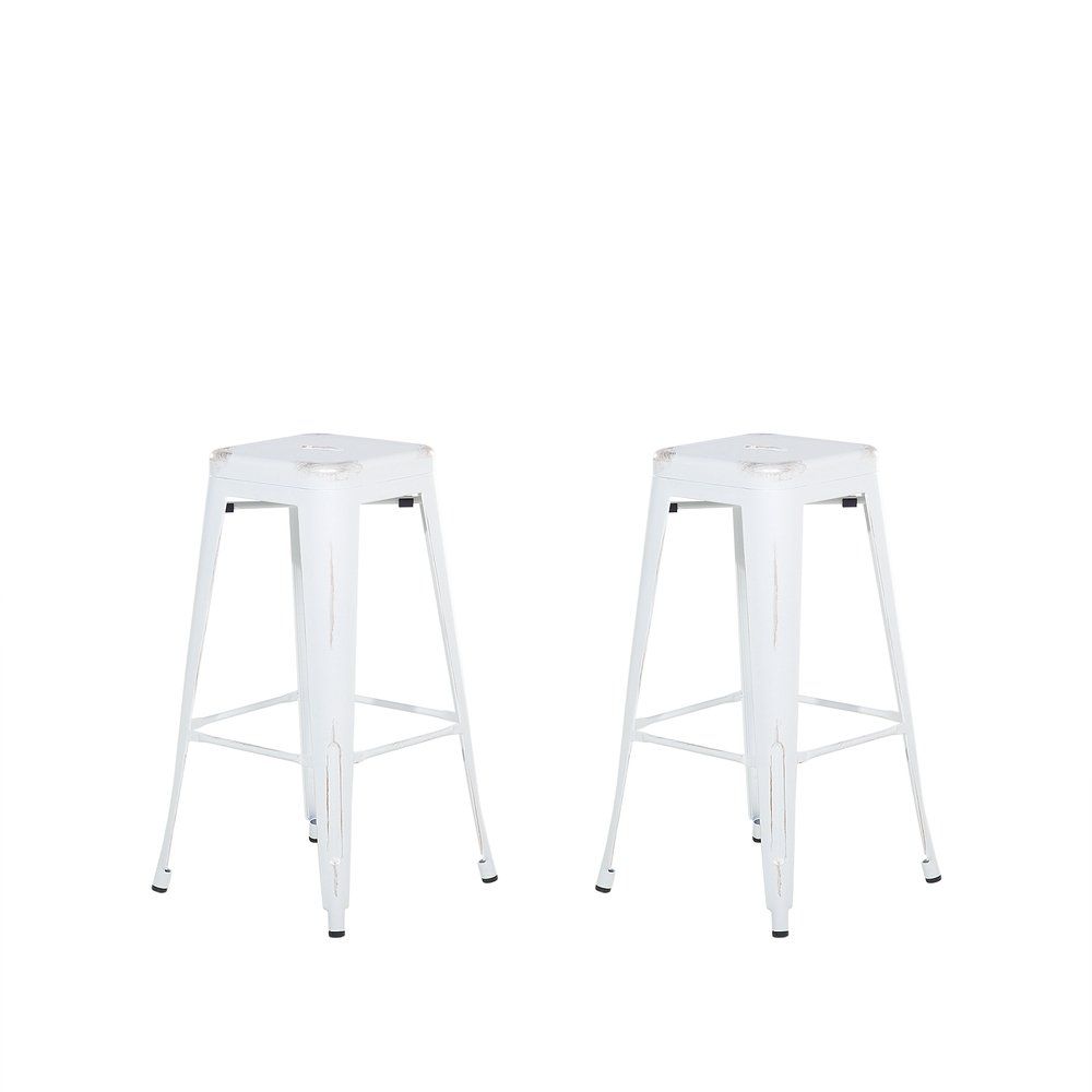 Sada 2 ocelových barových stoliček 76 cm bílé/zlaté CABRILLO - Beliani.cz
