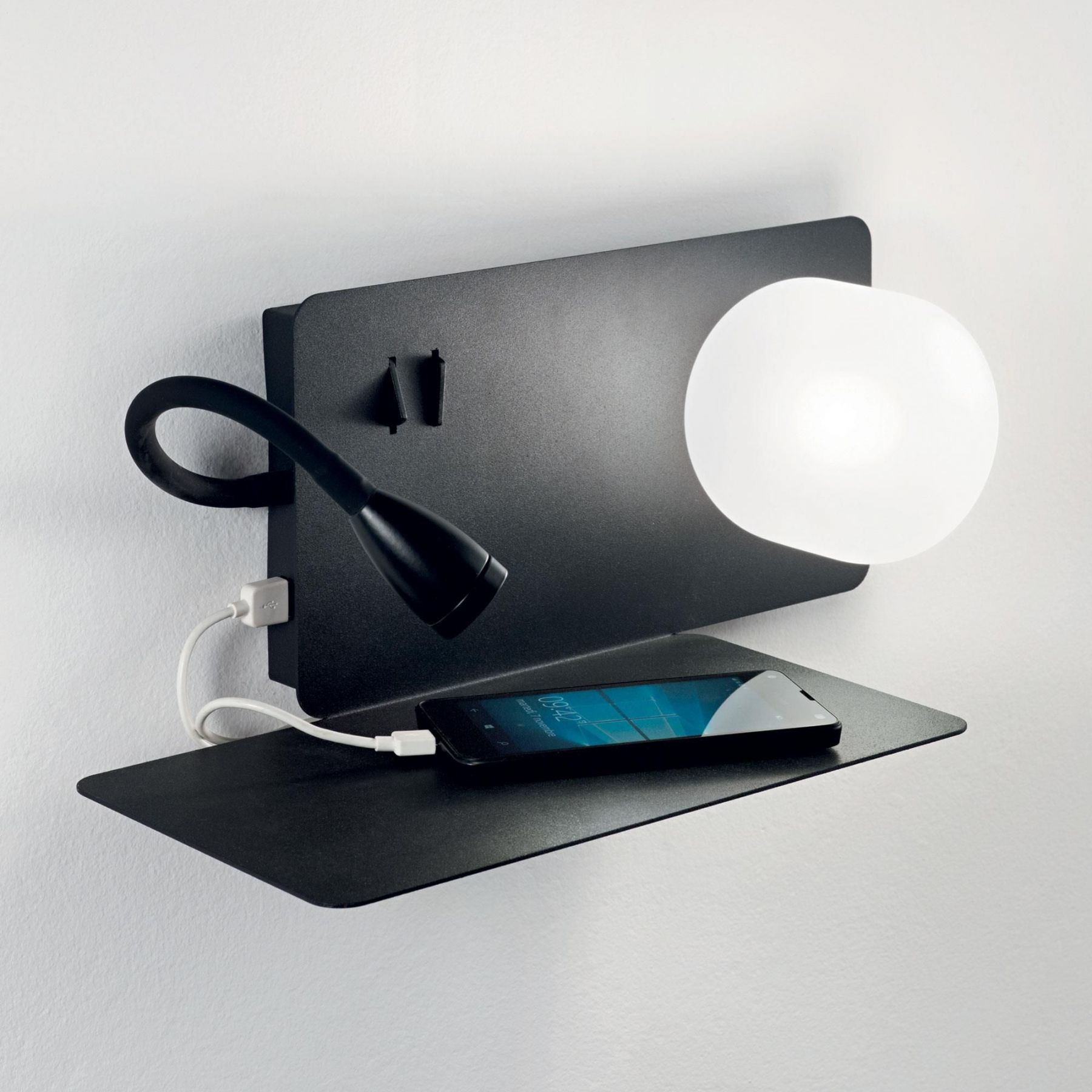 Ideal Lux 174846 LED nástěnné svítidlo Book 2x3W | G9 | 200lm | 3000K - černá s USB - Dekolamp s.r.o.