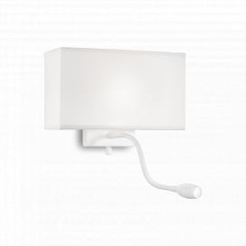 Ideal Lux 215693 LED nástěnné svítidlo Hotel 60W + LED 1x1W | E27 | 70lm | 3000K - bílá