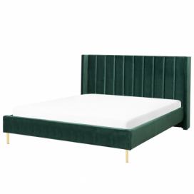 Sametová postel VILLETTE zelená 160x200 cm