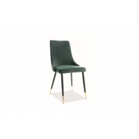 Židle PIANO VELVET Černá/ZLATÁ Konstrukce/Zelený BLUVEL 78