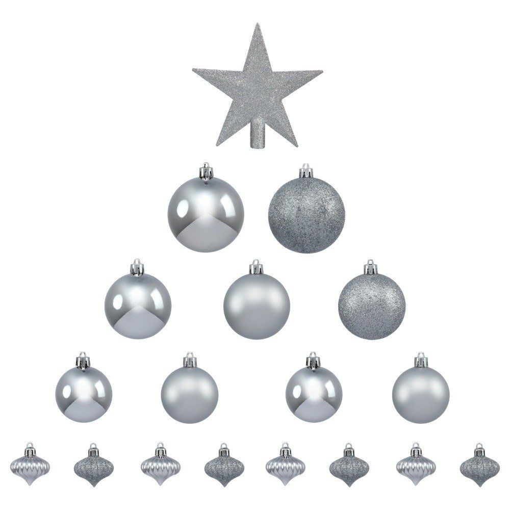 Fééric Lights and Christmas Vánoční koule s hvězdou, sada 18 kusů, stříbrné - EMAKO.CZ s.r.o.