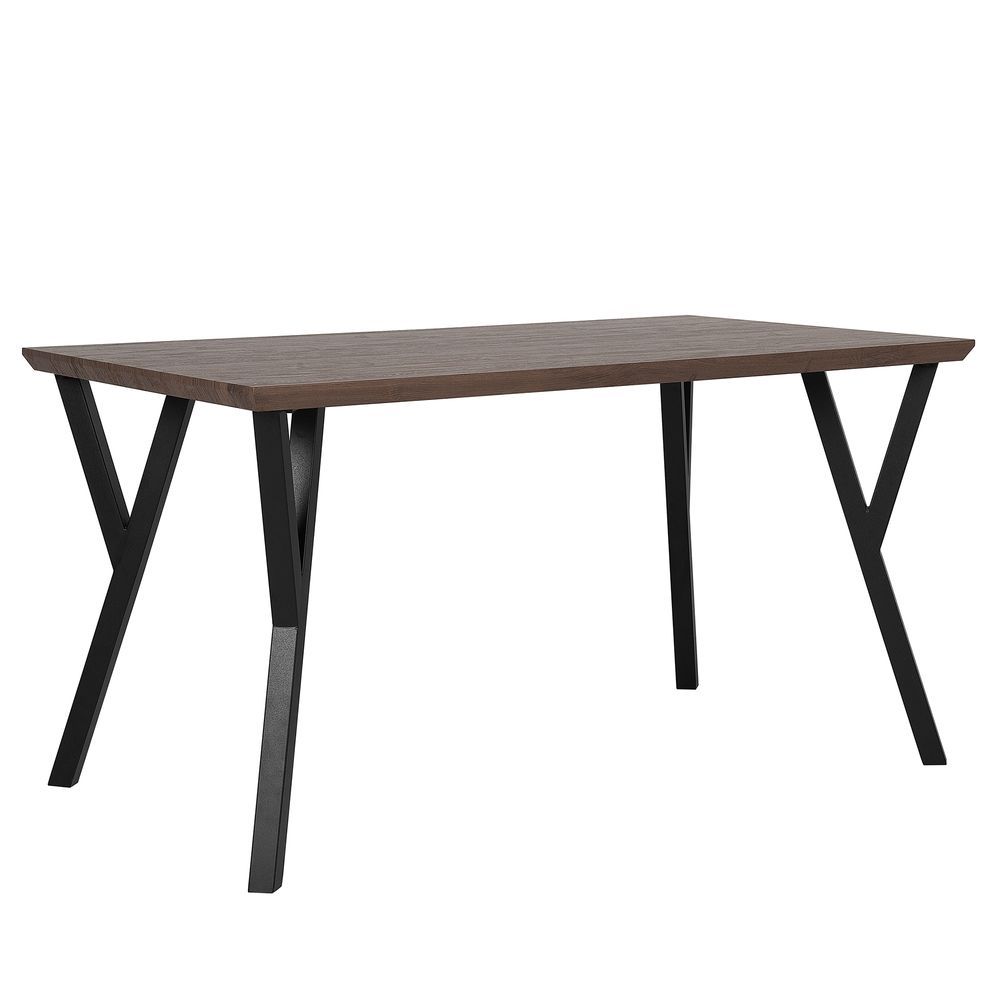 Jídelní stůl 140 x 80 cm, tmavé dřevo s černým BRAVO - Beliani.cz