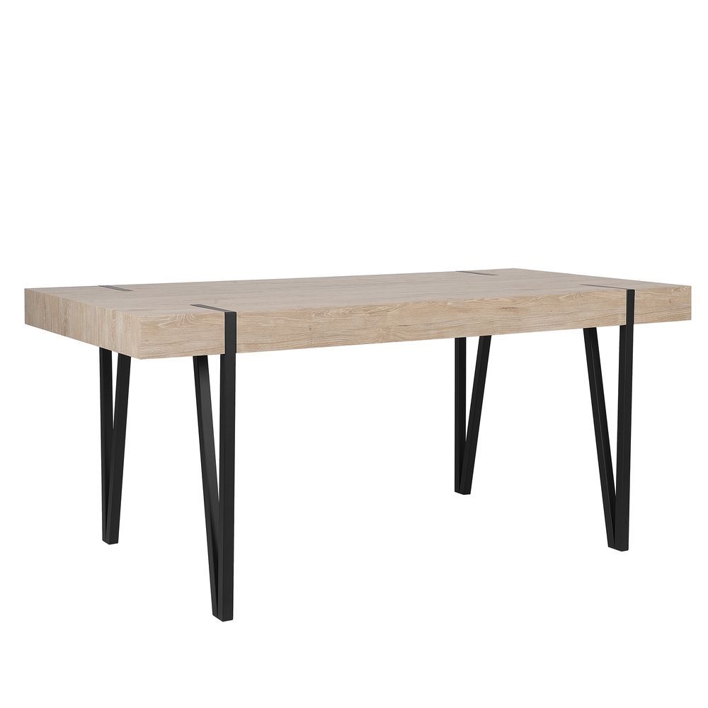 Jídelní stůl 180 x 90 cm, světlé dřevo s černou ADENA - Beliani.cz