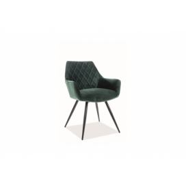 Židle LINEA VELVET Černá Konstrukce/Zelený BLUVEL 78