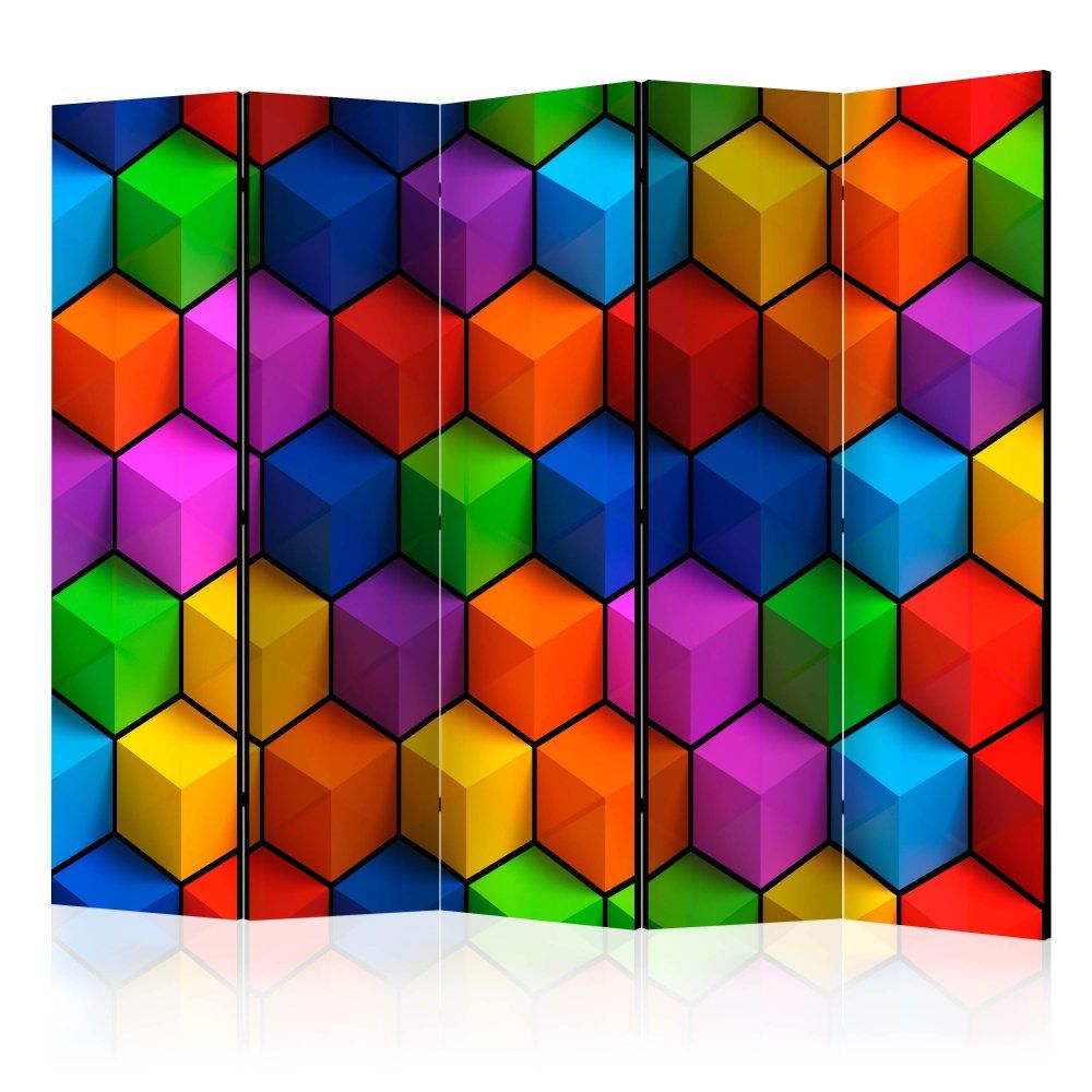 Paraván Colorful Geometric Boxes Dekorhome 225x172 cm (5-dílný) - DEKORHOME.CZ