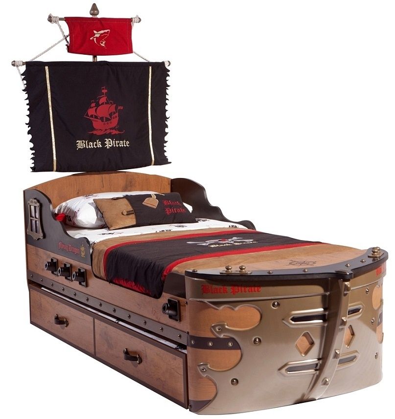 Dětská postel Jack 90x190cm ve tvaru lodi s úložným prostorem - dub lancelot - Nábytek Harmonia s.r.o.