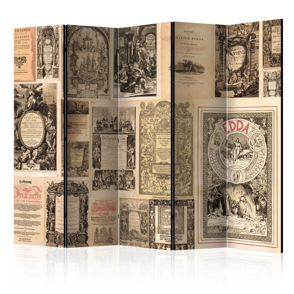 Paraván Vintage Books Dekorhome 225x172 cm (5-dílný) - DEKORHOME.CZ
