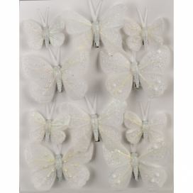 Sada vánočních ozdob Motýlci bílá, 10 ks