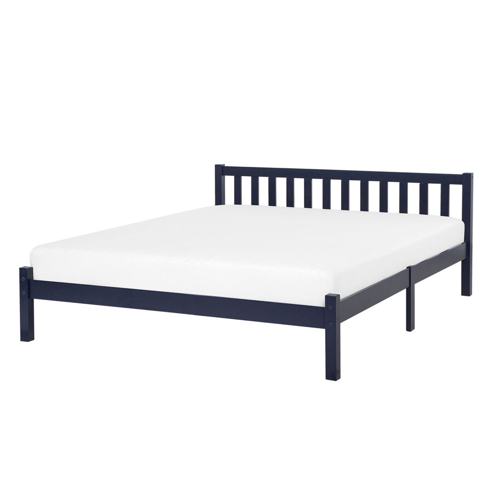 Dřevěná postel 160 x 200 cm tmavě modrá FLORAC - Beliani.cz