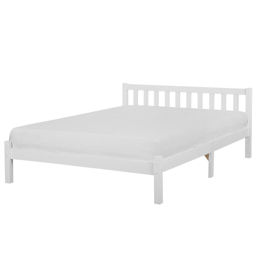 Dřevěná postel 160 x 200 cm bílá FLORAC - Beliani.cz