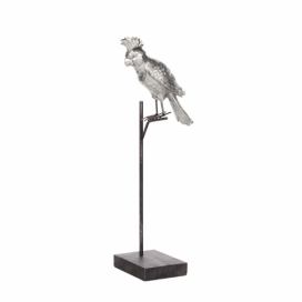 Dekorace, pták na stříbrném stojanu COCKATOO