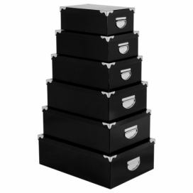 5five Simply Smart Sada šesti obdélníkových úložných boxů, uložné krabičky, černé, FIVE