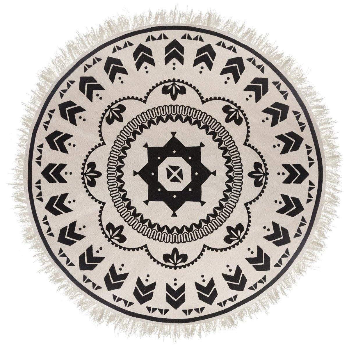 Atmosphera Černobílý kulatý bavlněný koberec ve stylu boho, 120 cm - Houseland.cz