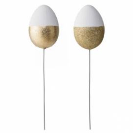 Dekorativní zapichovací vajíčko bílozlaté, 2 ks Bloomingville