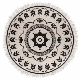 Atmosphera Černobílý kulatý bavlněný koberec ve stylu boho, 120 cm