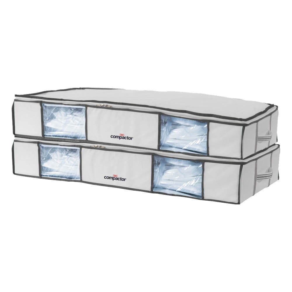 Sada 2 bílých úložných boxů pod postel s vakuovým obalem Compactor XLarge Underbed Life, 105 x 15,5 cm - Bonami.cz
