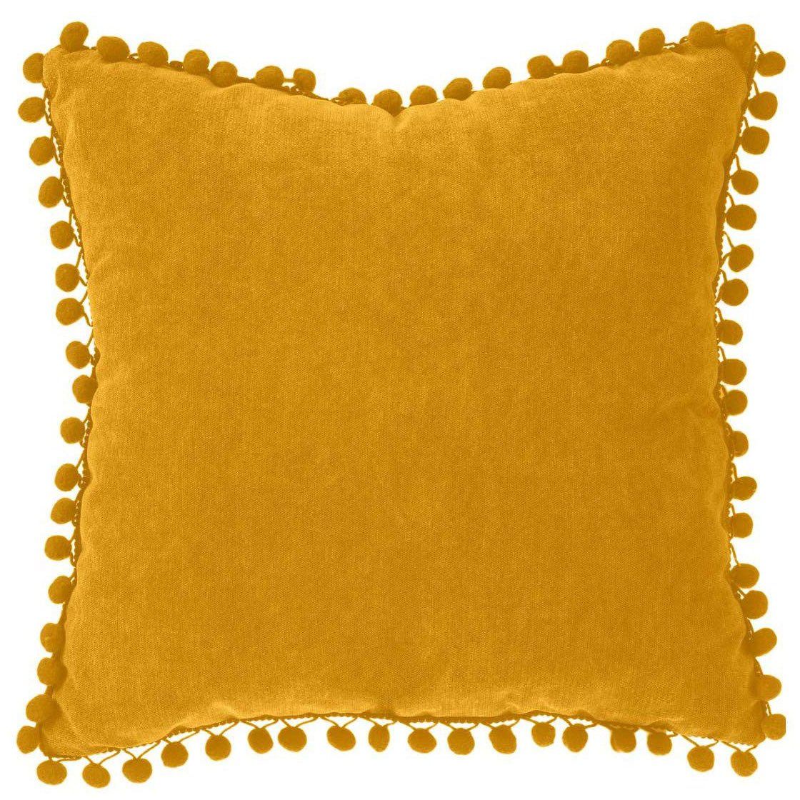 Atmosphera Dekorativní žlutý polštář s pompoms, 40x40 cm - EMAKO.CZ s.r.o.