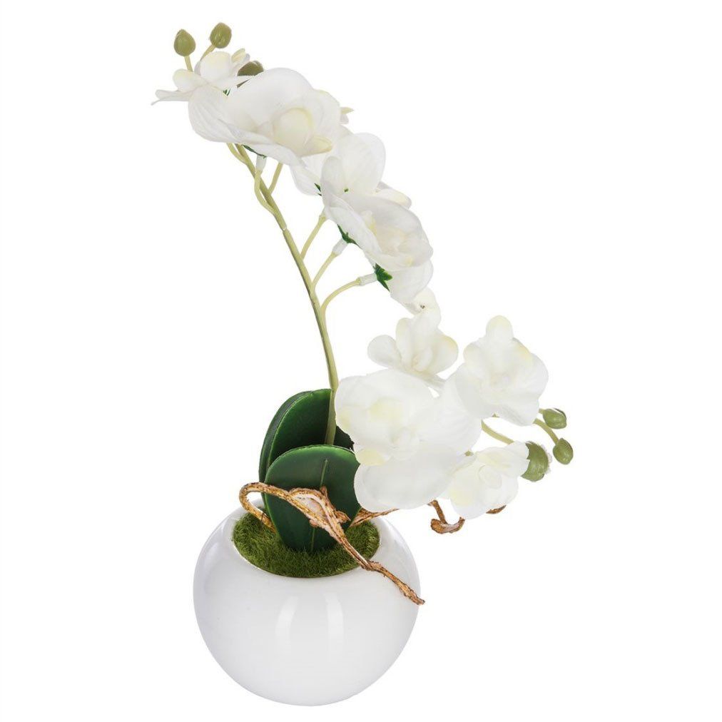 Atmosphera Bílá umělá orchidej ve květináči, 25 cm - EMAKO.CZ s.r.o.