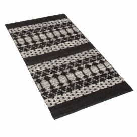 Kožený koberec 80 x 150 cm černý/béžový SOKUN