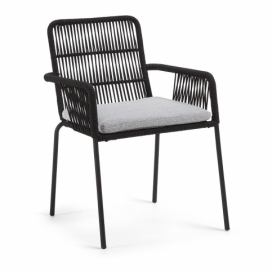 Černá pletená zahradní židle Kave Home Samanta