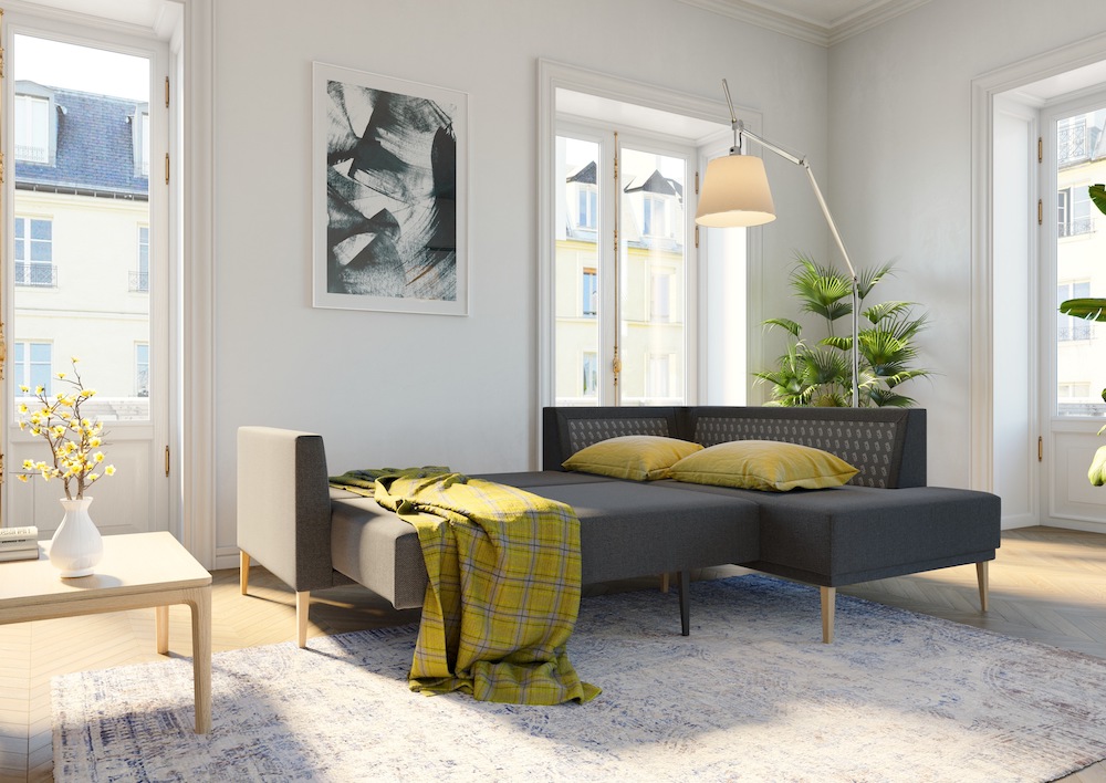 Obývací pokoj s moderní sedačkou - 