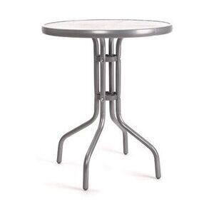 Stůl kovový se skleněnou deskou 60 cm, stříbrný - Favi.cz