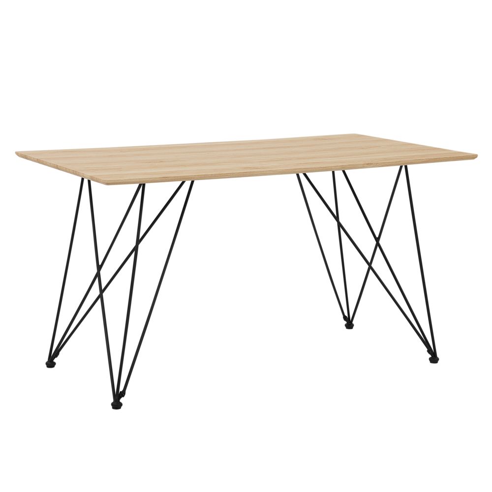 Jídelní stůl barva světlého dřeva a černá 140 x 80 cm KENTON - Beliani.cz