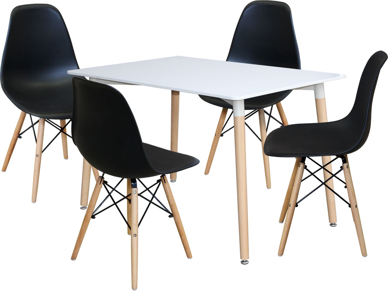 Jídelní stůl 120x80 UNO bílý + 4 židle UNO černé Mdum - M DUM.cz