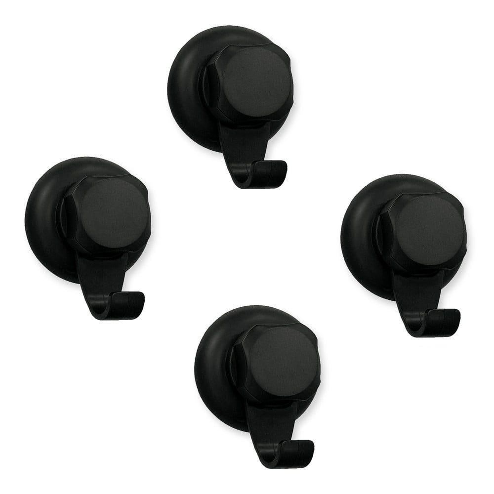 Sada 4 černých samodržících nástěnných háčků Compactor Bestlock Black Small Hooks, ⌀ 5,4 cm - Bonami.cz