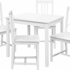 Jídelní stůl 8842B bílý lak + 4 židle 869B bílý lak Mdum