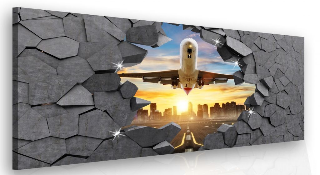 3D obraz letadlo Velikost (šířka x výška): 90x60 cm - S-obrazy.cz