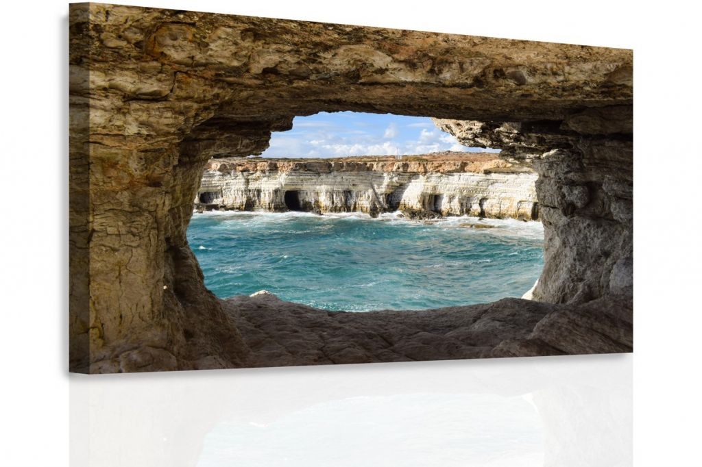 3D obraz moře ve skále Velikost (šířka x výška): 90x60 cm - S-obrazy.cz