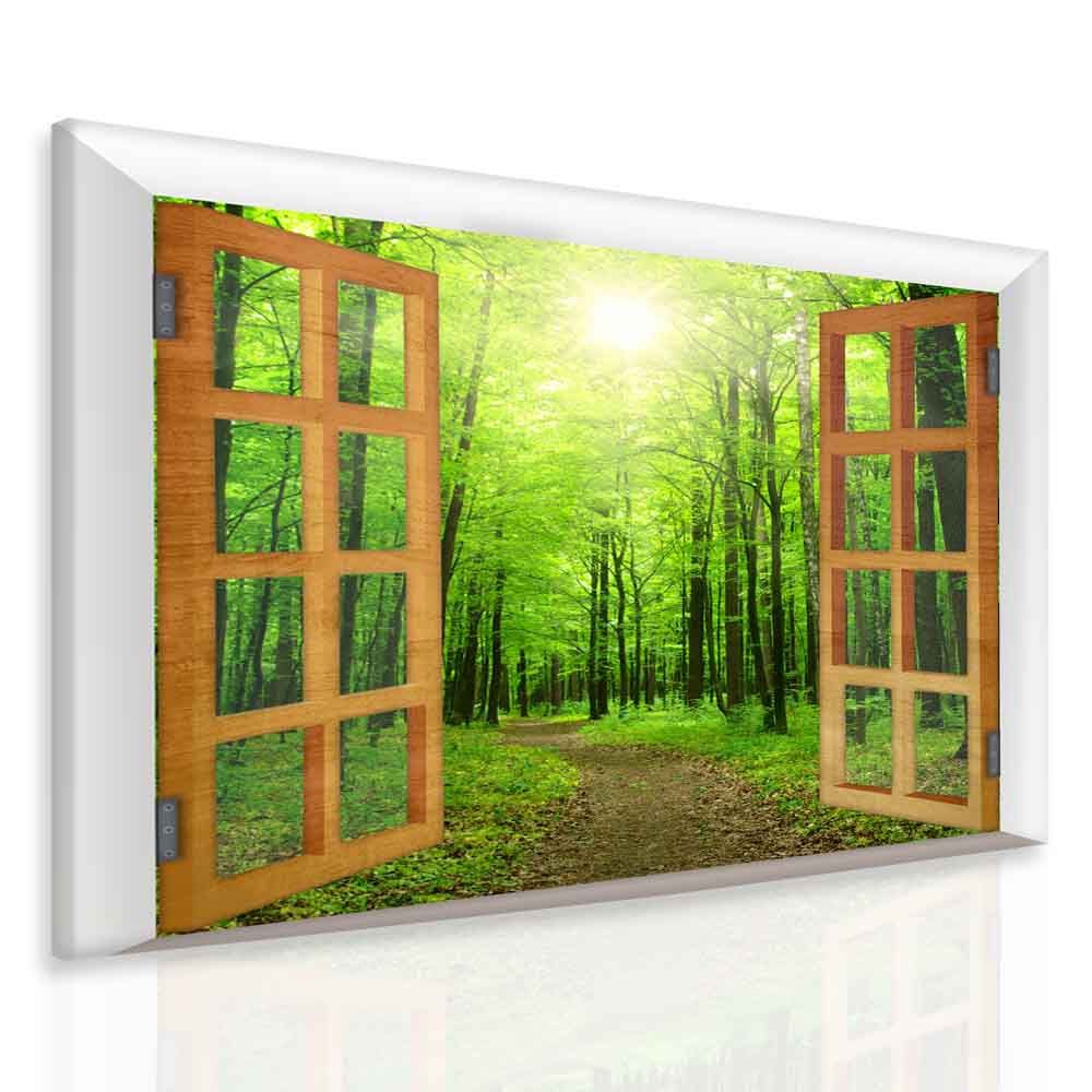 3D obraz okno zelený les Velikost (šířka x výška): 50x40 cm - S-obrazy.cz