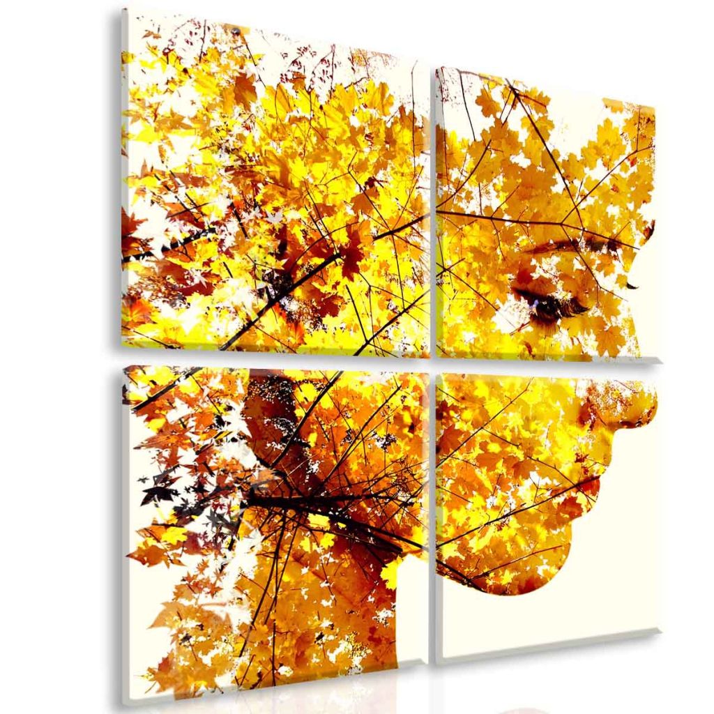 Čtyřdílný obraz tvář podzimu Velikost (šířka x výška): 80x80 cm - S-obrazy.cz