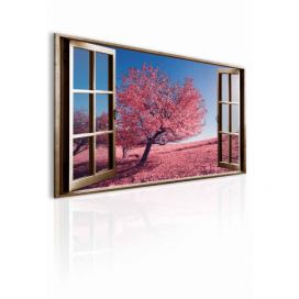 3D obraz okno růžová krajina Velikost (šířka x výška): 120x80 cm