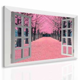 3D obraz růžová alej Velikost (šířka x výška): 120x110 cm