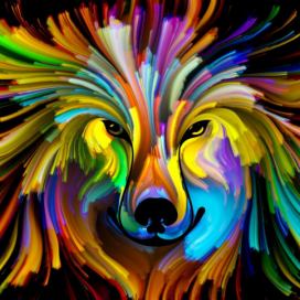 Obraz barevný vlk Velikost (šířka x výška): 90x60 cm