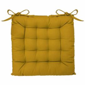 Atmosphera Polštář na židli z bavlny ve žluté barvě, 38x38 cm