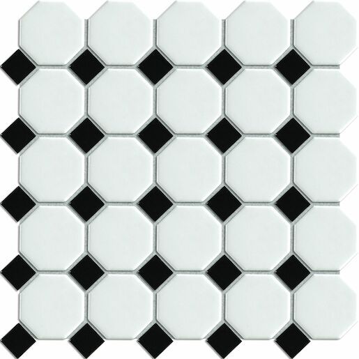Keramická mozaika Premium Mosaic mix černá/bílá 30x30 cm mat / lesk MOSOCTAGON - Siko - koupelny - kuchyně