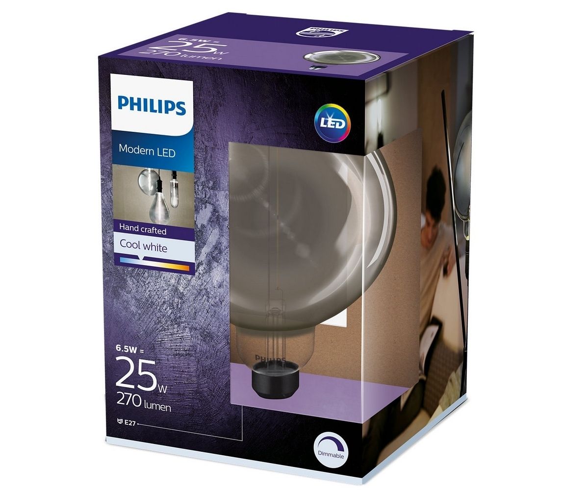 Philips LED Stmívatelná žárovka SMOKY VINTAGE Philips G200 E27/6,5W/230V 4000K  -  Svět-svítidel.cz