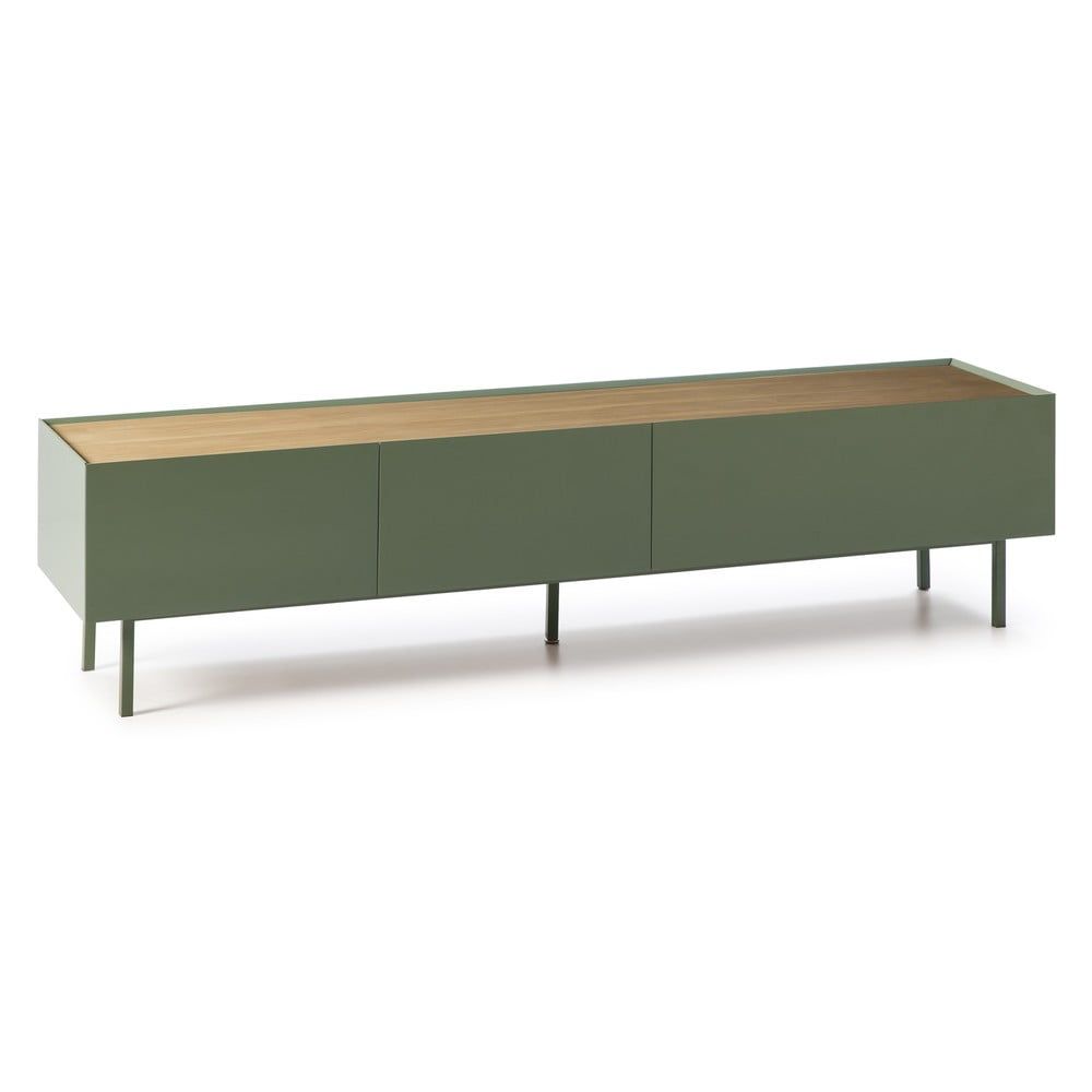 TV stolek v dekoru dubu v zeleno-přírodní barvě 180x45 cm Arista – Teulat - Designovynabytek.cz