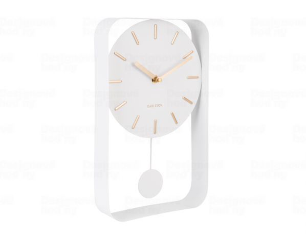 Bílé nástěnné hodiny s kyvadlem Karlsson Charm, výška 32,5 cm - Bonami.cz