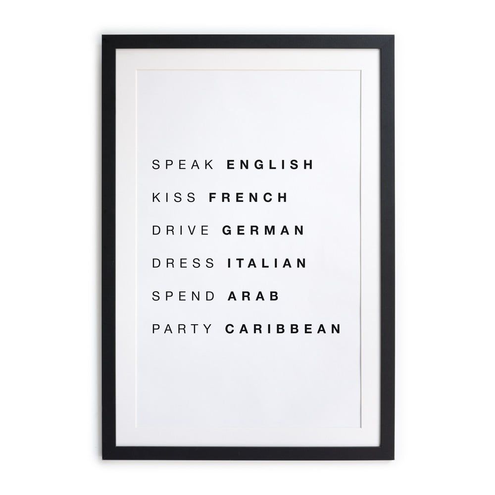 Nástěnný obraz v rámu Really Nice Things Speak Kiss Drive, 35 x 45 cm - Bonami.cz