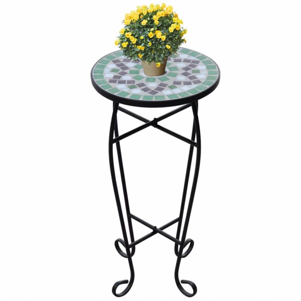 Mozaikový stolek na květiny keramika Dekorhome Zelená - DEKORHOME.CZ